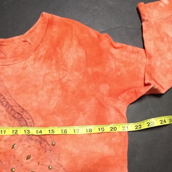 LUCKY BRAND orange graphic tee with grommets, L - Picture 11 of 14